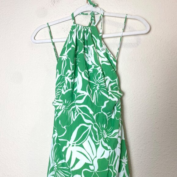 NWT Faithfull the Brand Taormina Halter Sleeveless Floral Midi Dress Green White - Picture 5 of 9